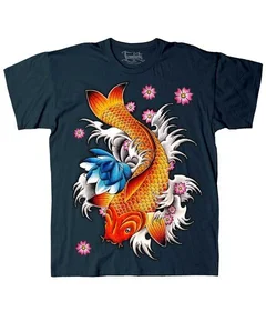 Прикольные футболки: тату карпы кои 2 мужская