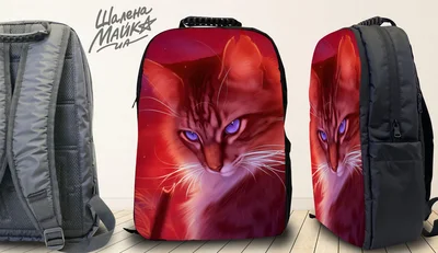 Прикольные футболки: рюкзак кот